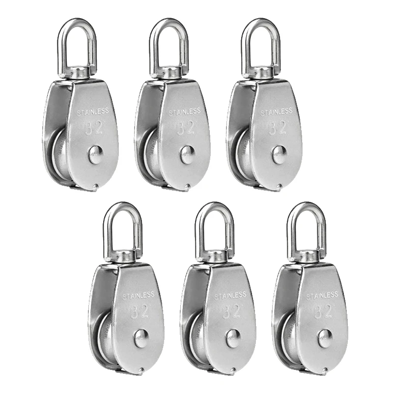 6 ПАК M32 подъемный одиночный ролик 304 нержавеющая сталь сверхмощный Одноколесный