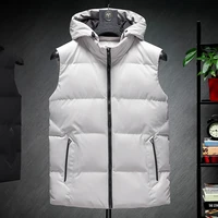 autumn and winter down cotton coat mens fashion handsome waistcoat sleeveless jacket warm man large hooded thick vest