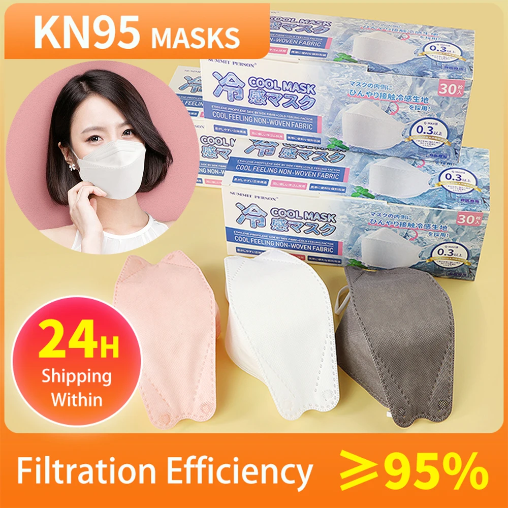 30-240pcs ffp2 mascarillas CE KN95 Masks Approved hygienic colors respiratory Filter Face Mask ffp2mask reusable fish masks | Красота и