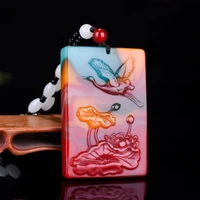 natural colorful jade hand carved swan pendant fashion boutique jewelry men and women lotus necklace gift accessories