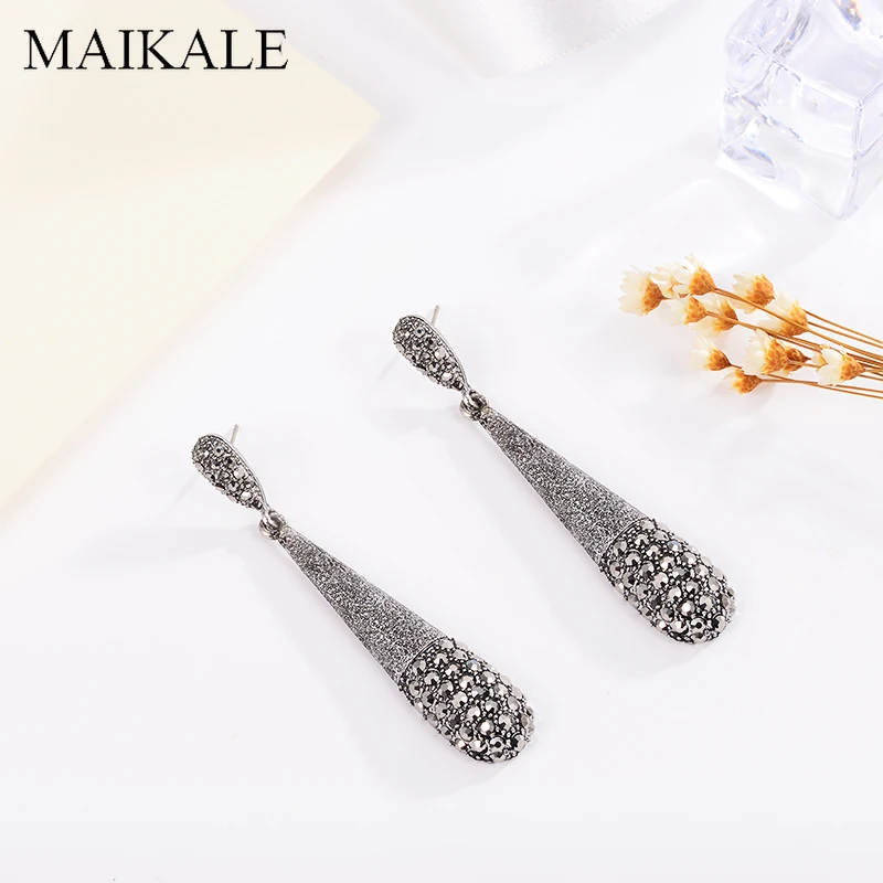 MAIKALE, новинка, простая капля воды, Винтажные серьги, сплав, серьги в форме капли, Преувеличенные стразы, 3 цвета, длинные серьги для женщин в подарок