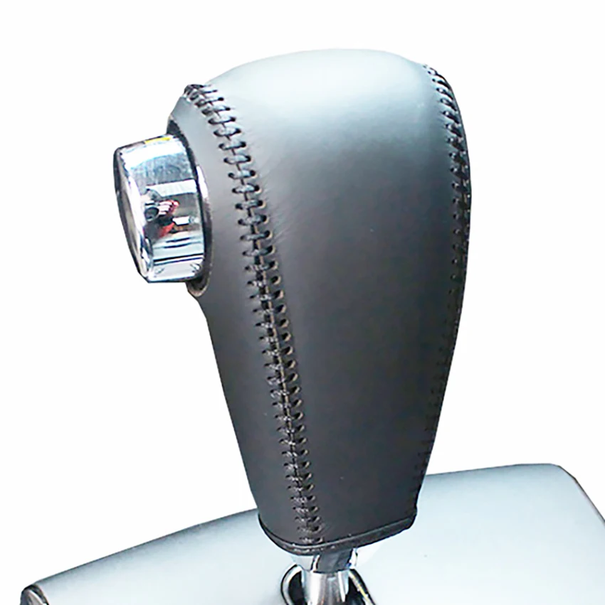 Черная кожаная ручная прошитая ручка переключения рулевого механизма