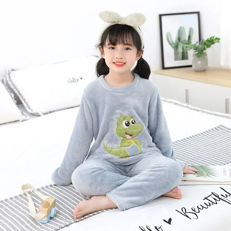 Специальная детская теплая Фланелевая пижама с длинным рукавом зимняя одежда