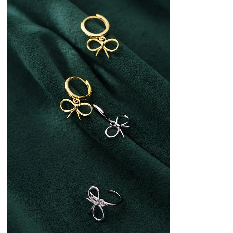 

La Monada Bowknot Hanging Minimalist Woman Hoop Earrings Silver 925 Fine Jewelry 925 Sterling Silver Earrings For Women Hoops