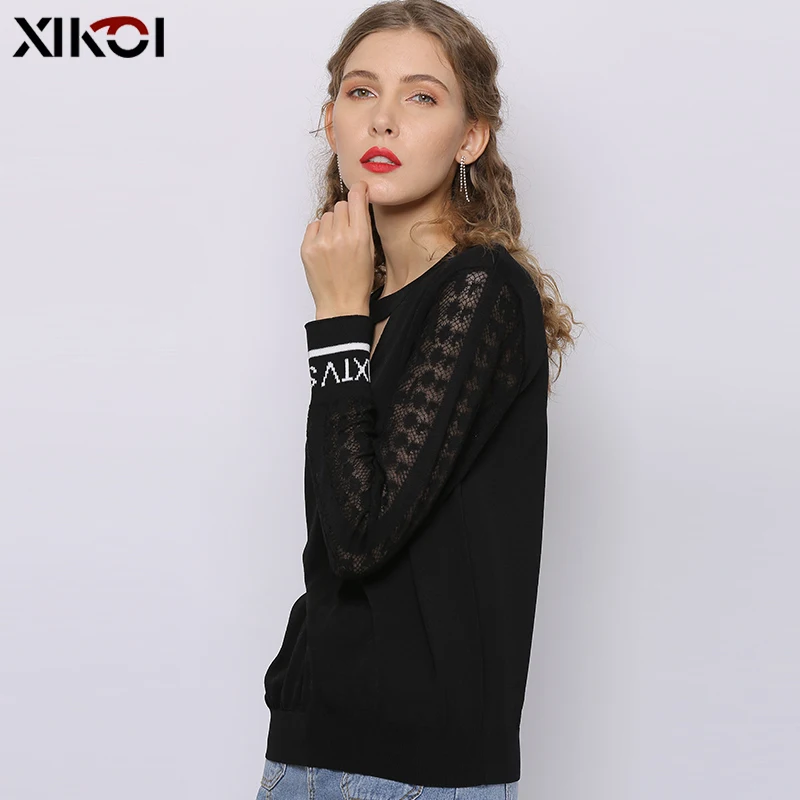 

XIKOI New 2021 Spring Women Tops Blouse Solid Color Casual Office Basic Shirt Tops Shirt Lace Sleeves Blusas with Long Sleeves