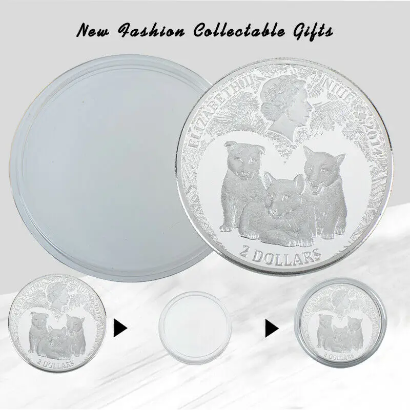 

Snow Wolf Silver Plated Commemorative Coin Protect Wildlife Animal Challenge Coins Collectible Item Gifts for Business Promotion