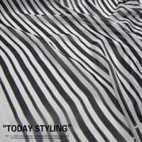 silk chiffon fabric dress positioning stripes white black stripes real 100 clothing cloth diy sewing tissue 85cm