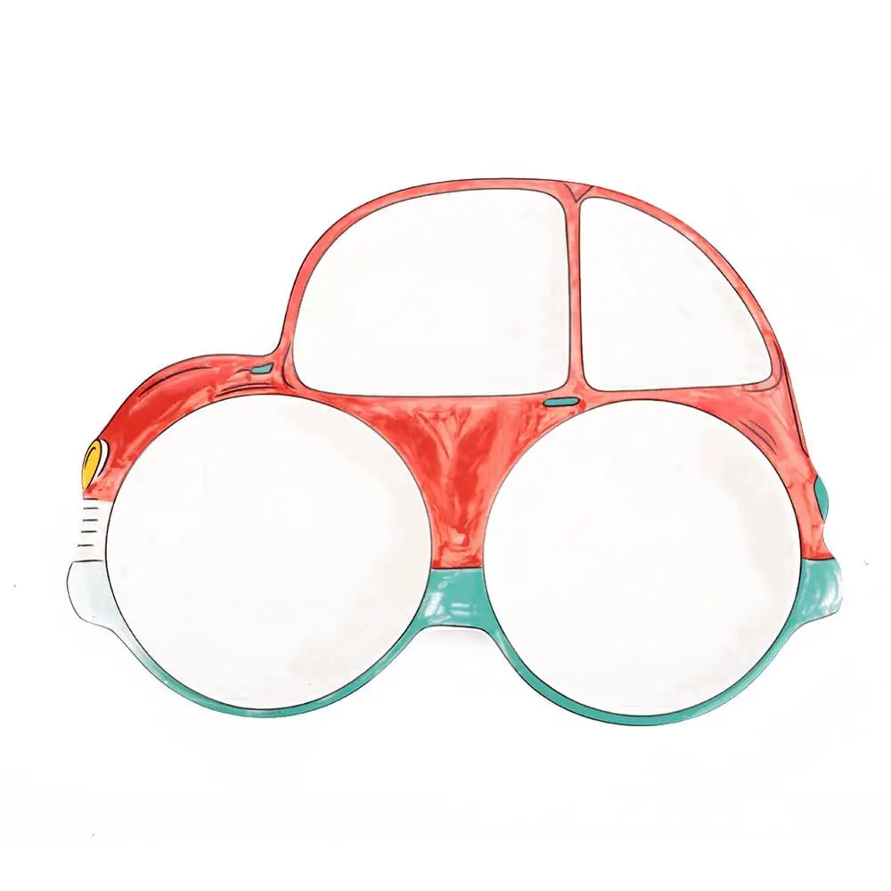 Baby Car Shape Ceramic Feeding Plate Children's Cute Creative Household Dinnerware Fruit Snack Breakfast Dinner Plates|Блюдца и