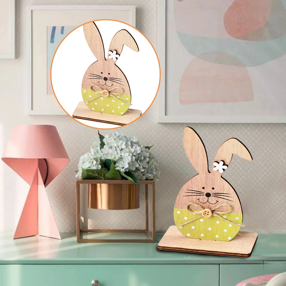 

Easter Wooden Rabbit Ornaments Board Desktop Home Decorations Cute Bunny Designs