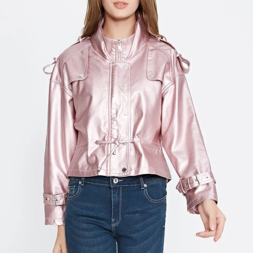 

Women faux leather jacket Loose Biker Jackets Aviator coat Pop Short motorcycle Coats Female Jaqueta couro Cool Outerwear Coat