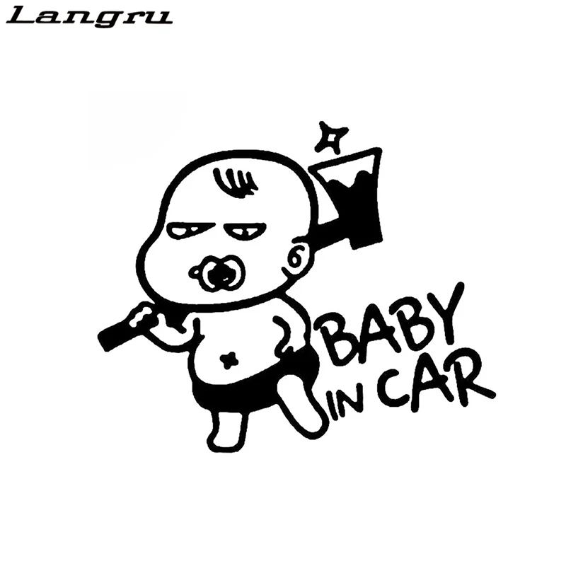 Langru Милый Забавный ребенок мальчик в автомобиле на борту Автомобильная наклейка