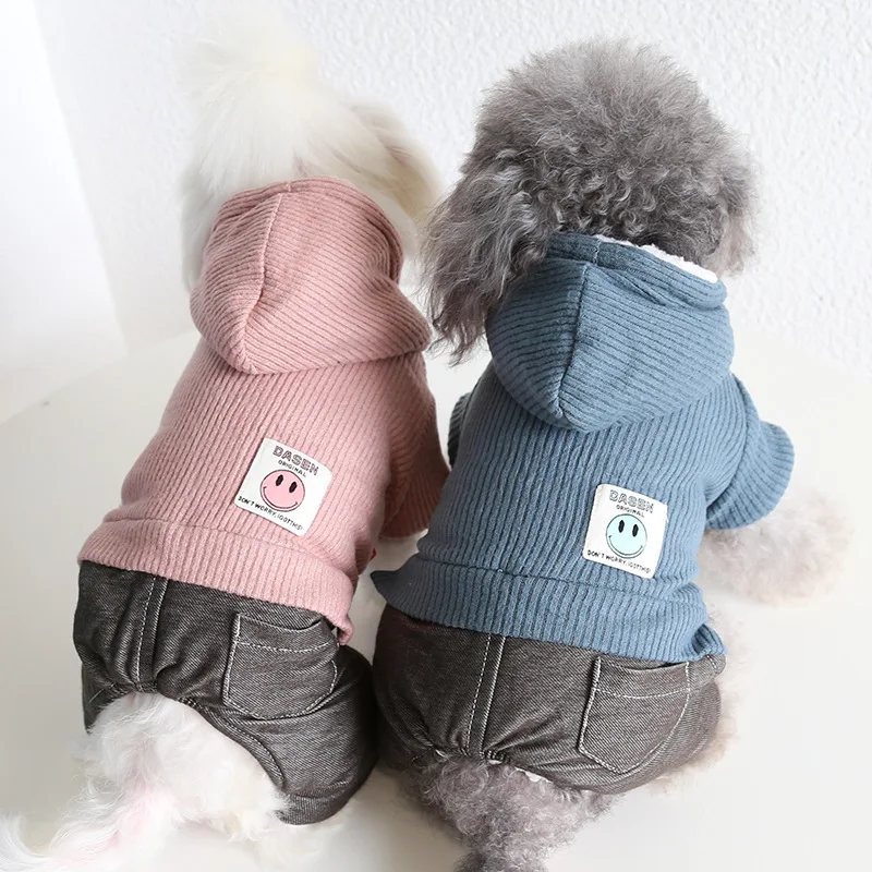 

Одежда для домашних собак, джинсовый комбинезон, зимний утепленный комбинезон для маленьких собак, костюм в виде померанского пуделя, костю...