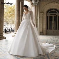 sevintage satin boho wedding dresses sleeveless sweetheart lace appliques vintage princess bridal dress custom made 2021