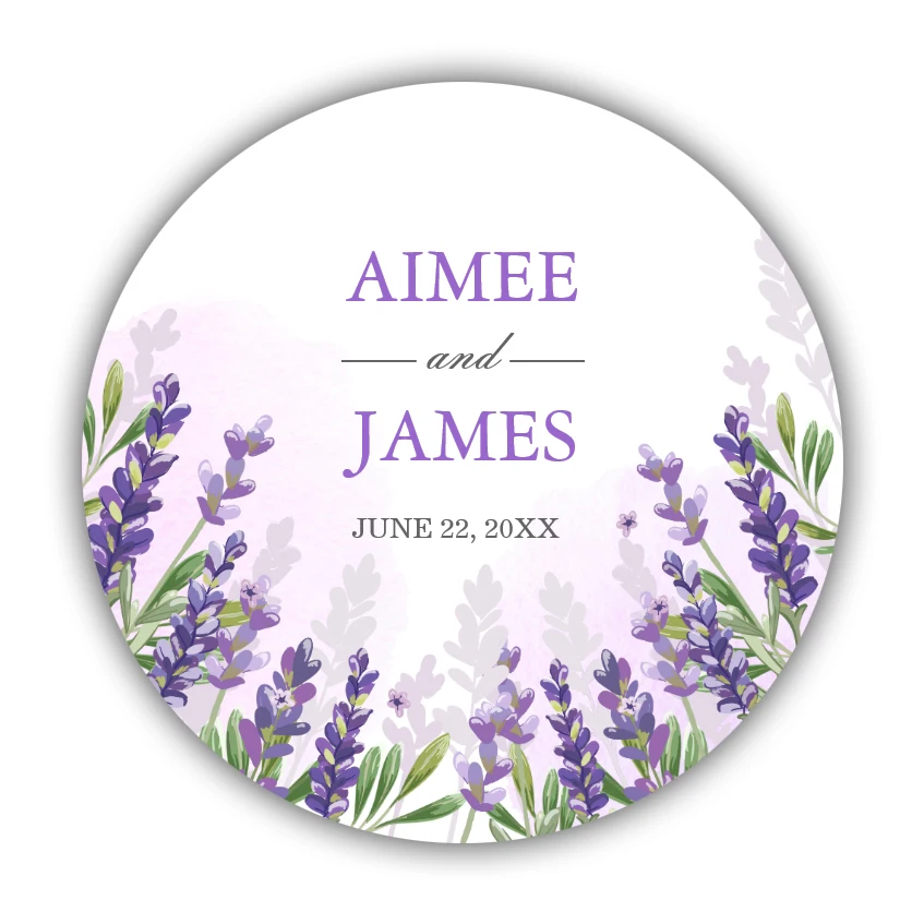 

Personalized 1.5~3" Label Stickers, Lavender Wedding Envelope Seal Elegant Sticker