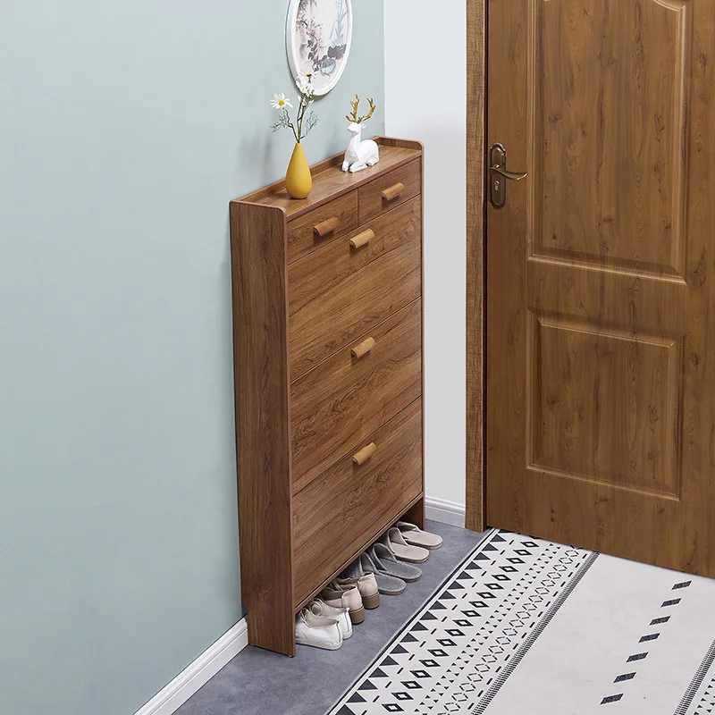 

Economical Ultra-thin Household Shoe Cabinet Door Multifunctional Modern Assembly Storage Cabinet Narrow Tipping Small Shoe Rack