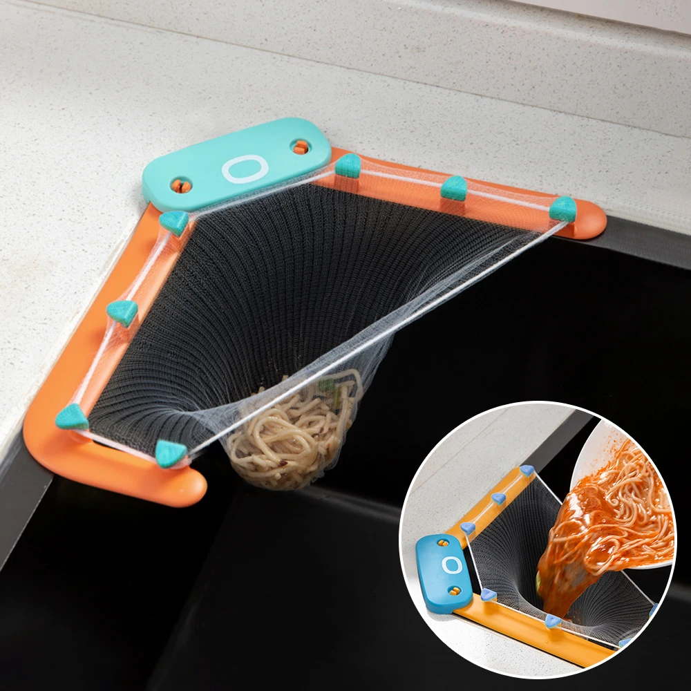 

Kitchen Triangle Sink Filter Drainer Rack Strainer Leftovers Trash Sink Mesh Gadget Sets Anti-clogging Drainage Accessories