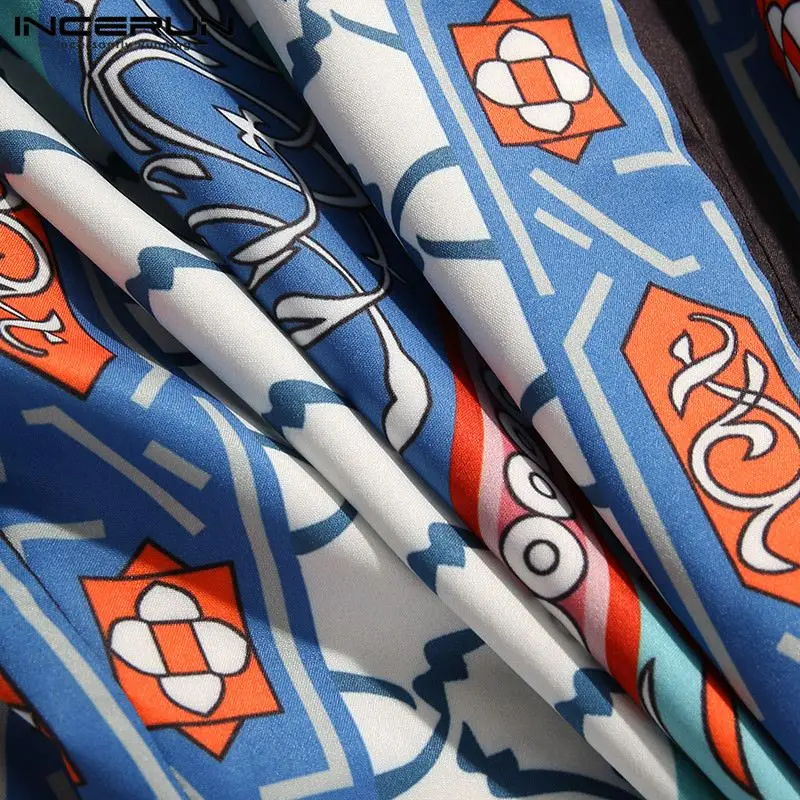 

INCERUN Men Printing Cardigan Shirts Summer Short Sleeve Open Stitch Blouse Male Ethnic Style Kimono Long Tops Streetwear S-5XL