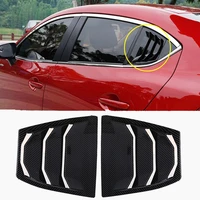 for mazda 3 axela 2014 2015 2016 2017 carbon fiber abs rear window hanlde triangle bowl cover car styling accessories 2pcs