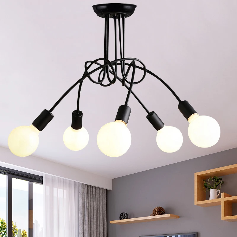 Промышленные многожильные потолочные светильники из кованого железа винтажные