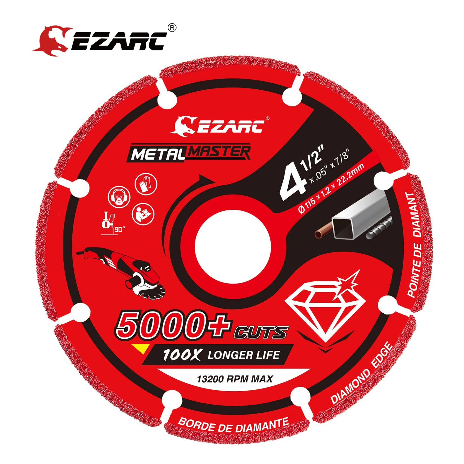Алмазный режущий диск EZARC 3x3/8 дюйма и 4-1/2x7/8 для металла отрезной круг с более чем