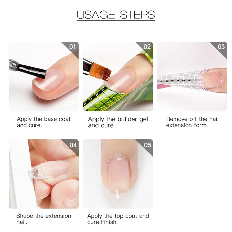 

Builder Gel For Extension Set 4PCS Gel Nail Art Tips French For manicure Pink White Clear Poly Nail Tool Kit Sets