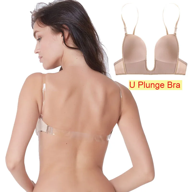 Невидимый бюстгальтер с глубоким вырезом Бесшовные прозрачные бюстгальтеры