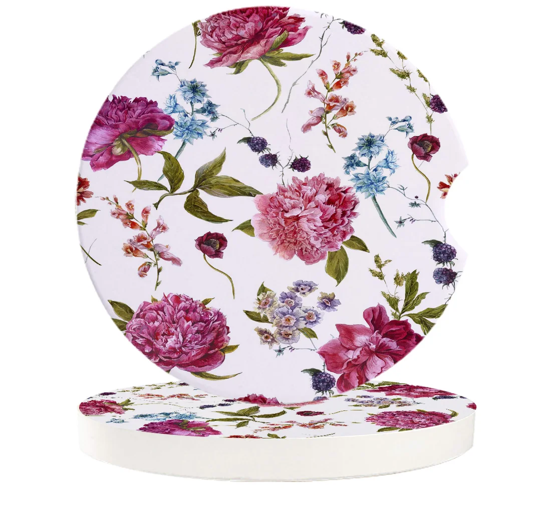 Керамические каменные круглые автомобильные подставки набор пион Blackberry кружка