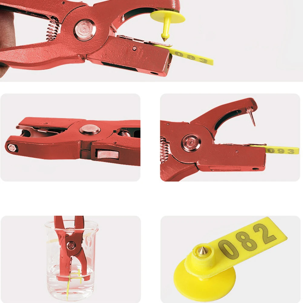 

Livestock Ear Tag Pliers Animal Control Device Red Metal Ear Thorn Tong Swine Cow Sheep Rabbit Identification Tool Animals Plier