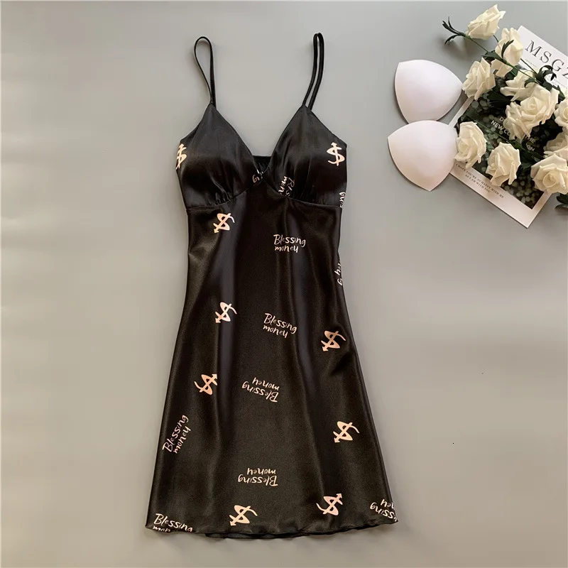 Сексуальная ночная рубашка с глубоким v-образным вырезом атласная мягкая |