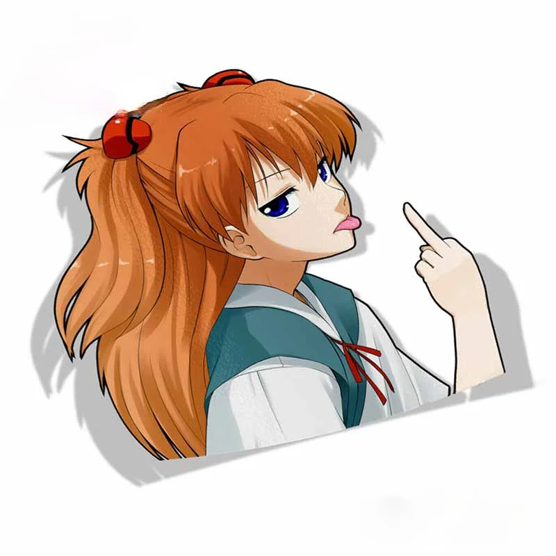 

13*11cm Car Sticker for Evangelion Asuka Langley Anime Vinyl JDM Window Decal Stickers KK
