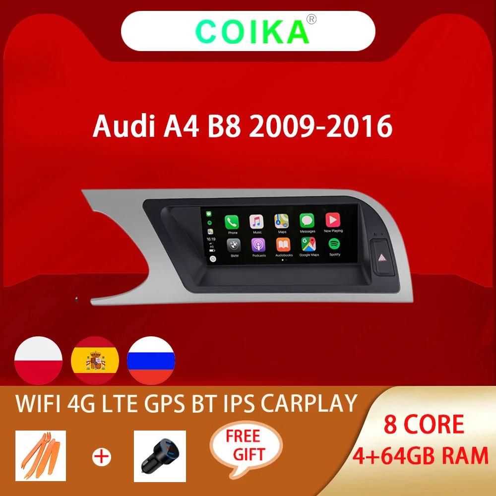 Головное устройство Автомобильное 8 ядер дюйма для Audi A4 B8 2009 2016 Android 10 0 Wi Fi Google IPS