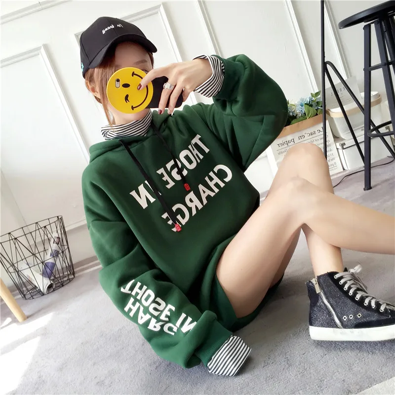 Большой бархатный теплый B Femmes свитер с капюшоном для женщин осень зима корейский