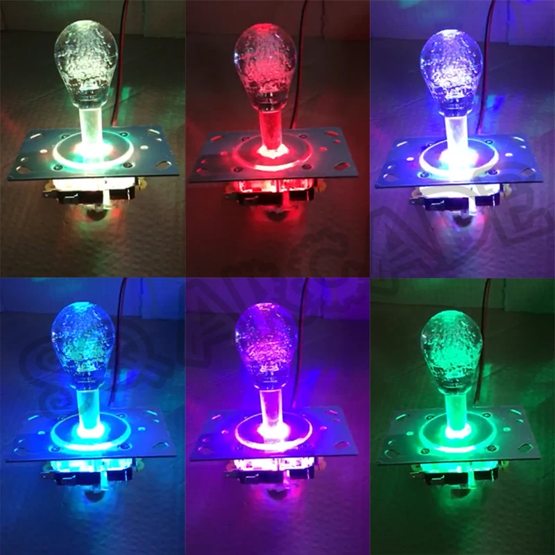 

60PCS/lot crane Joystick Colorful LED Glitter Lighted Highly sensitive Arcade Stick Beautiful 7 color flashing joystick
