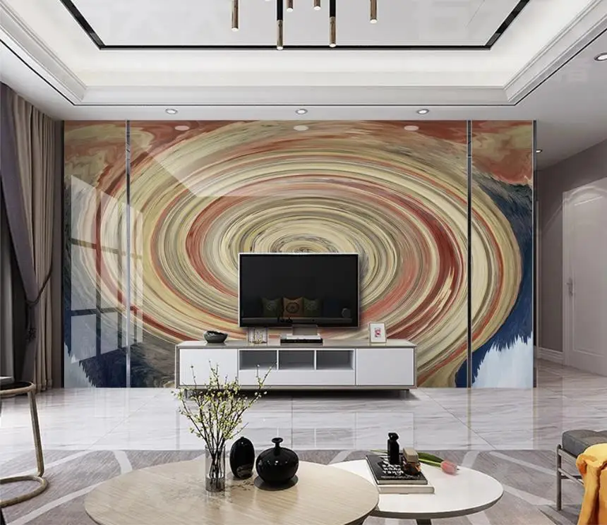 

Пользовательские Европейский мраморный узор 3d swirl круг кольцо 3D гостиная обои ТВ фон обои домашний декор