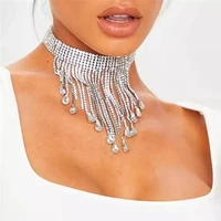 new luxury tassel rhinestone choker statement necklaces for women fashion chockers 2021 collar jewelry party wedding necklace