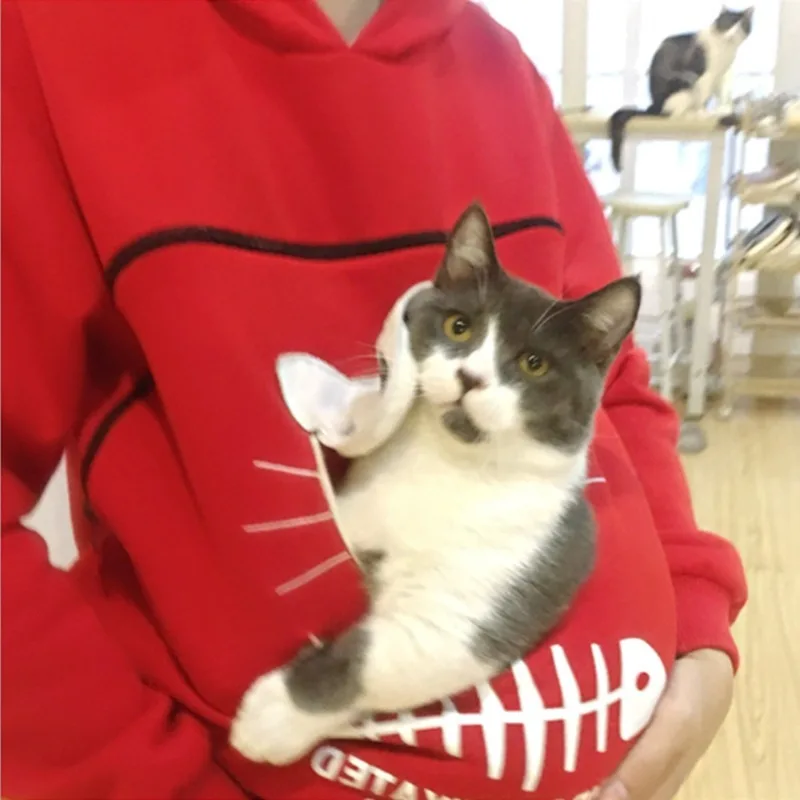 

Animal Pouch Hood Tops Sweatshirt Amazing Cat Hoodie Cats Travel Sweater Animal Hooded Pocket Couple Sweatshirt Drop Shipping