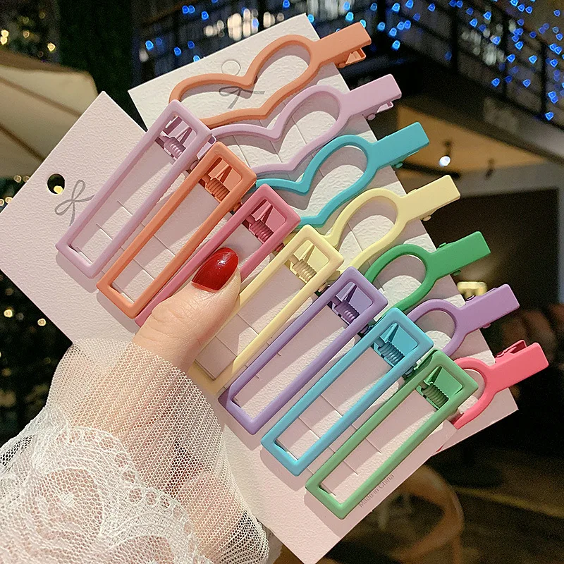 

7pcs New Multi-color Lovely Resin Frosted Hairpin Geometric Clip Duckbill Barrettes Wild Women Girls Hair Accessories Headdress