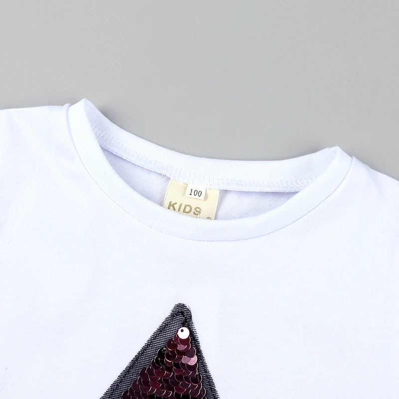 Детская футболка для мальчиков летняя модная с блестками и принтом звезды топы