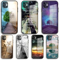 tree of life soft glass silicone case for iphone 13 12 11 pro x xs max xr 8 7 6 plus se 2020 s mini balck cover