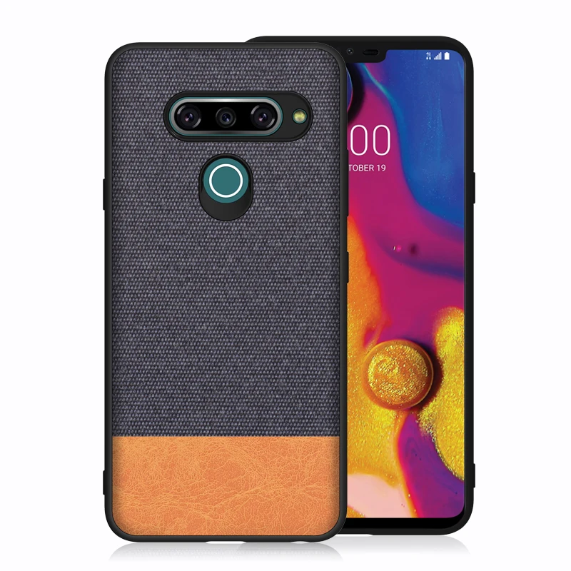 Aveuri роскошный тканевый чехол для телефона LG G8S G8 ThinQ Stylo 5 Coque Бизнес ПУ; кожа; силикон задняя крышка для LG V40 K40 чехол - Цвет: Blue - Brown