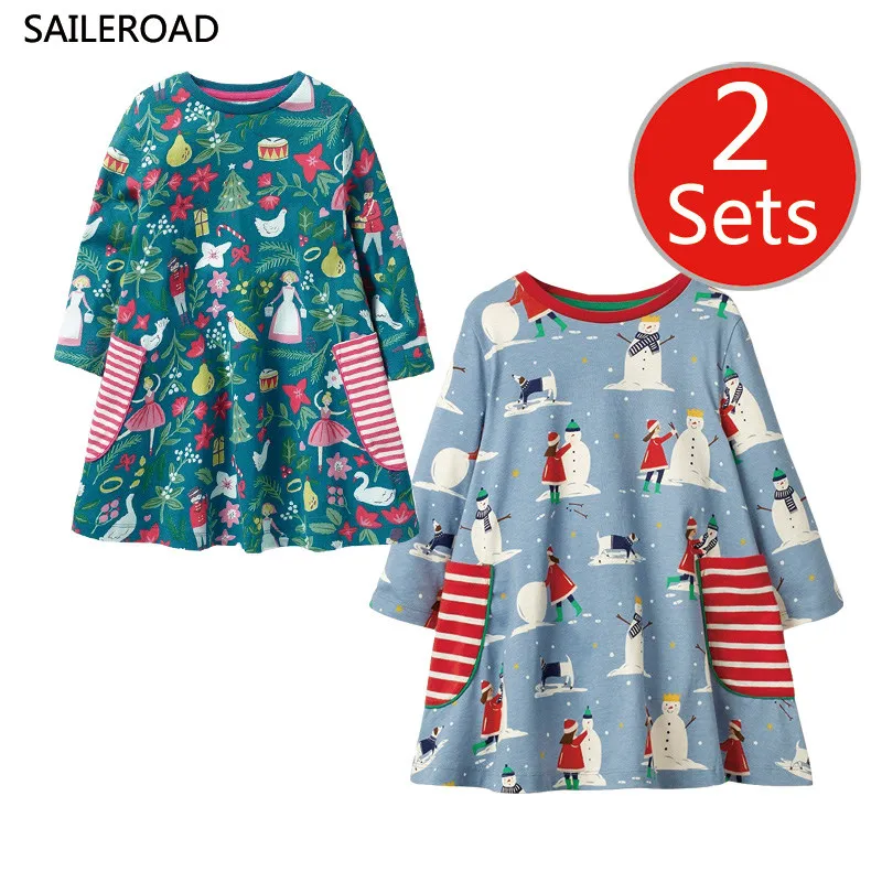 SAILEROAD/2 комплекта для девочек с единорогом платье принцессы длинными рукавами
