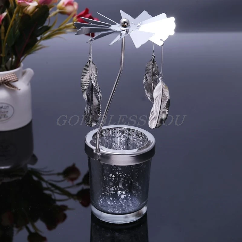 Звездчатый Кап-вращающийся карусель поворотный Свечи Tealight металлическая стойка держатель