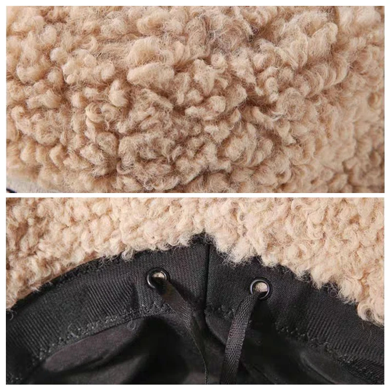 Лидер продаж Женская плотная бархатная шапка ведро из овечьей шерсти и