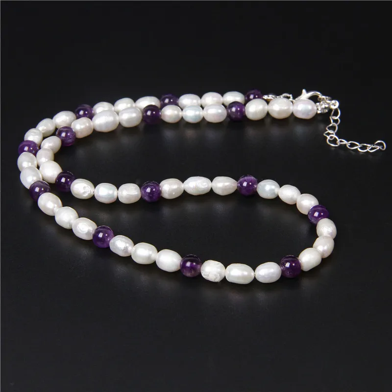 Белый жемчуг бисерные ожерелья натуральный овальные Quartzs Клубника Кристаллы