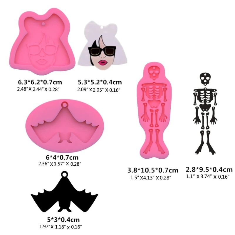 

Handmade Silicone Skull Pendant Resin Mold DIY Cool Girl Bat Shape Keychain Resin Casting Mold Resin Crafting DIY Tools