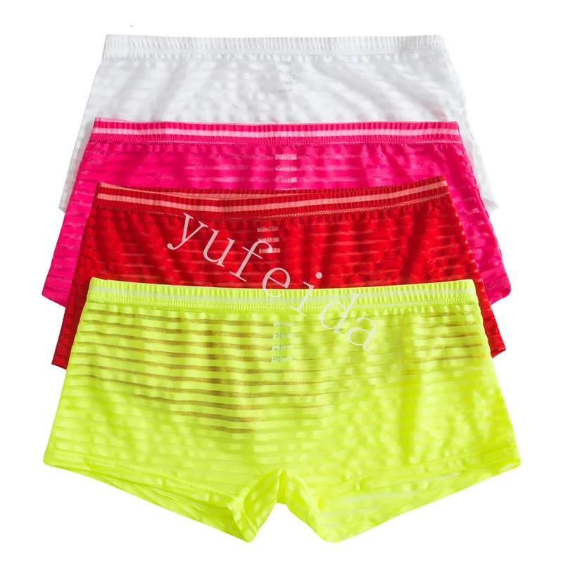 4 шт./лот сексуальные мужские боксеры шорты ультратонкие полосатые сетчатые