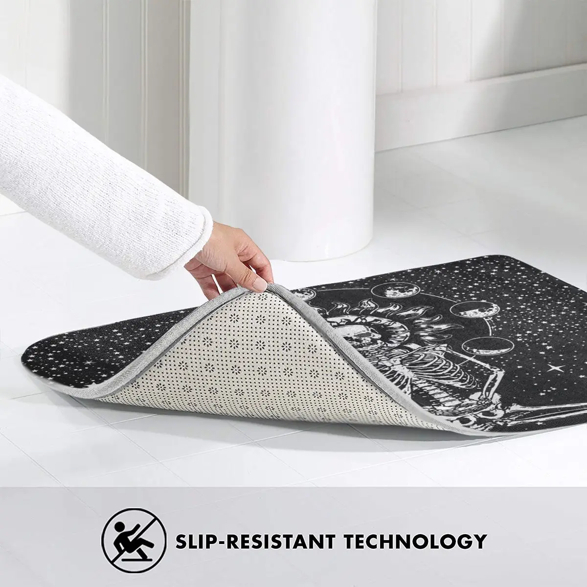 

Mandala Skull Moon Bath Mats Non-Slip Soft Microfiber Bath Rugs Absorbent Bathroom Rugs for Shower Kitchen Laundry Room Bedroom