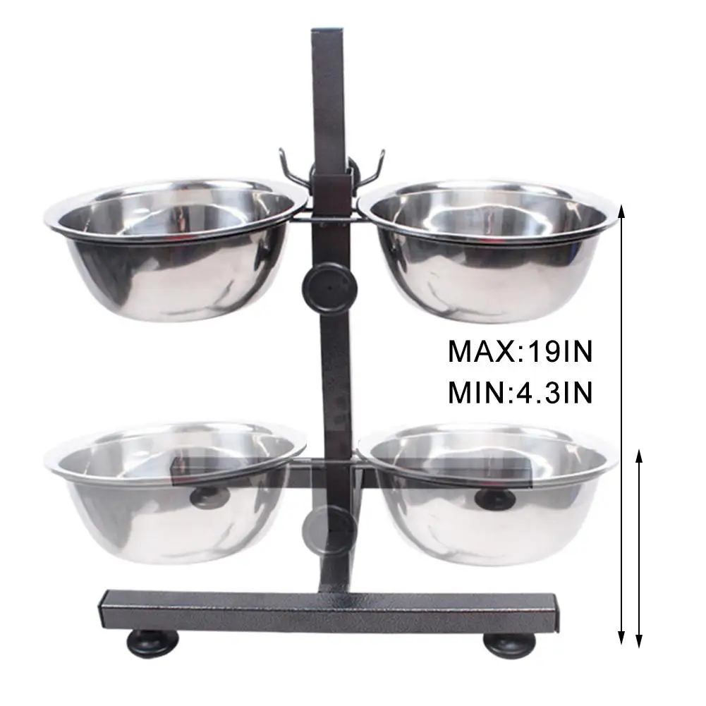 Регулируемая двойная миска для собак из нержавеющей стали домашних животных