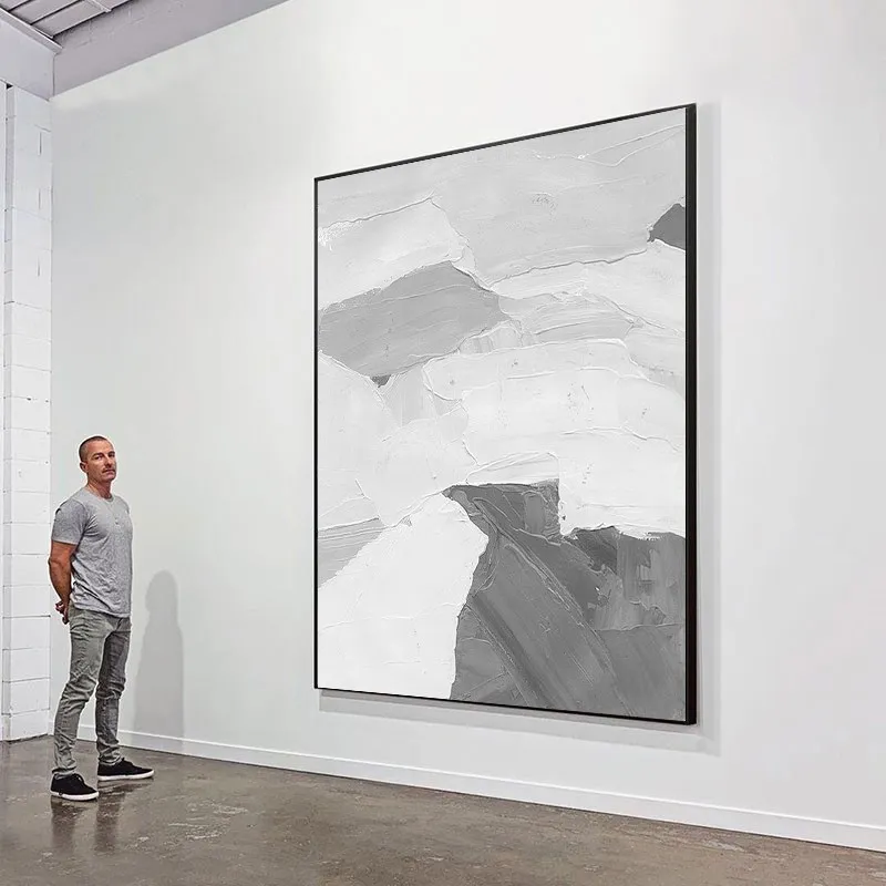 

Картина ручной работы, большая декоративная картина для коридора, черно-белая абстрактная картина для гостиной