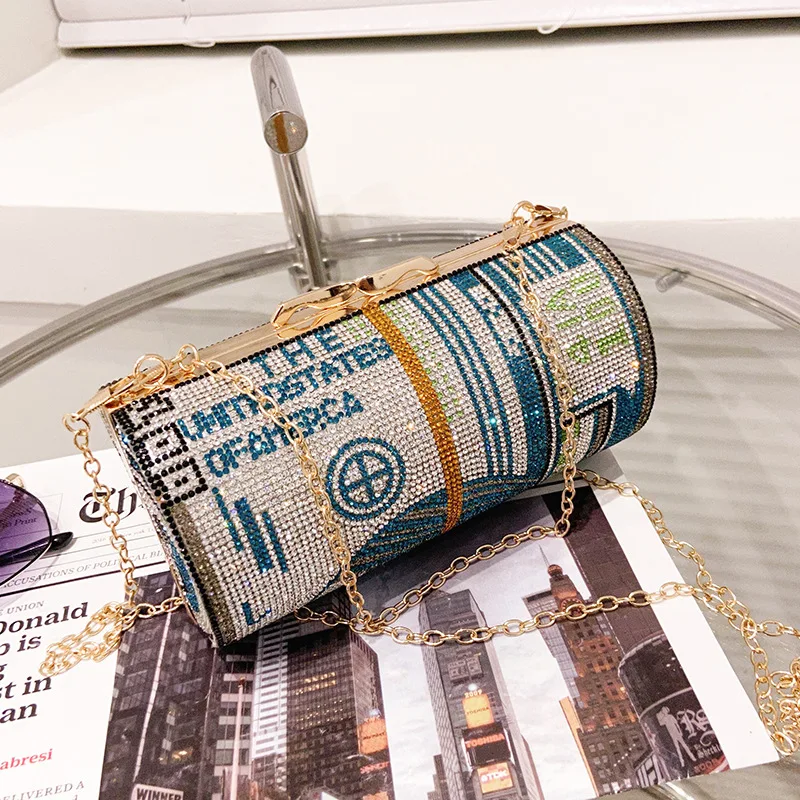 

Роскошная вечерняя сумочка со стразами и жемчугом, маленькие сумки на плечо для женщин, модная сумка через плечо в форме бочонка, женские су...